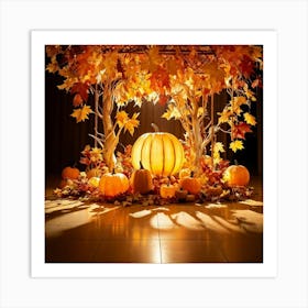 Autumn Themed Generative Light Decor Captures The Essence Of Thanksgiving Manipulations Of Holiday (5) Art Print