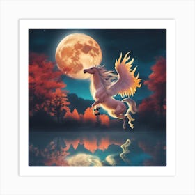 Unicorn In The Moonlight Art Print