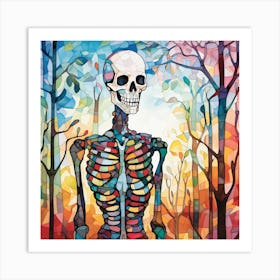 Skeleton In The Woods 1 Art Print