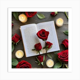 Roses And Candles Art Print