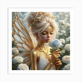 Fairy In A Field Of Roses Art Print