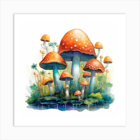 Mushrooms In The Water 2 Art Print