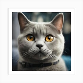 A Cute British Shorthair Kitty, Pixar Style, Watercolor Illustration Style 8k, Png (11) Art Print