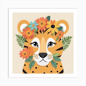 Floral Cute Baby Lion Nursery Illustration (4) 1 Art Print