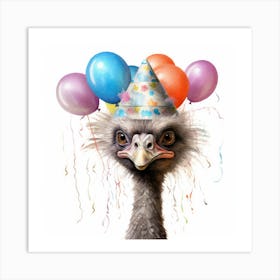 Birthday Ostrich 3 Art Print