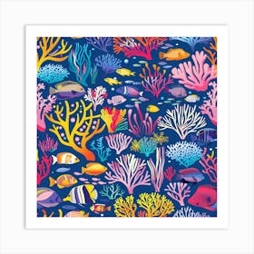 Coral Reef Seamless Pattern Art Print