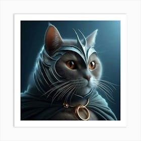 Cat In Armor Art Print