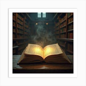 Enchanted Book Glowing With Ancient Knowledge In A Library 1 Art Print