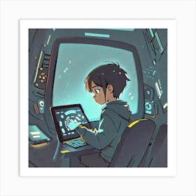 Boy In A Spaceship Art Print