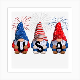 Limited Edition Boys 4th Of July Gnomes Patriotic Gnomes Art Print