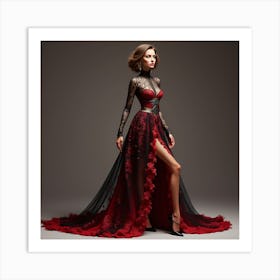 Woman In A Red Dress 8 Art Print