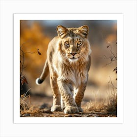 Lion Walking Art Print