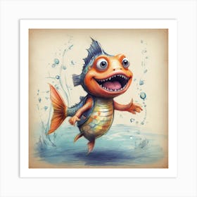 Cartoon Fish 3 Art Print