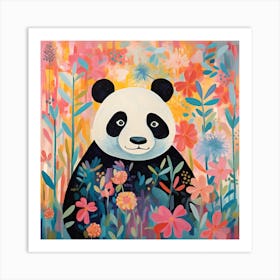 Panda In The Garden Art Print