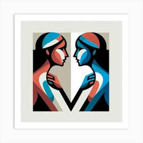 Two Women Facing Each Other Art Print