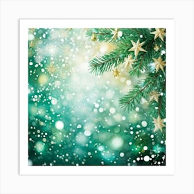 Abstract Concept Of Christmas Using Evergreen Branches As Main Subject Covered In Fine Glittering S 2 1 Art Print