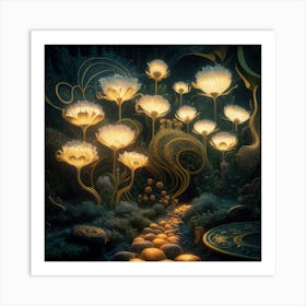 Gilded Garden Nocturnal Blooms (7) Art Print