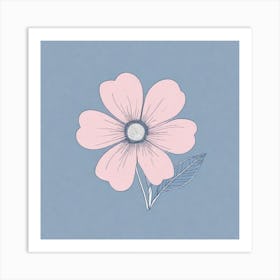 A White And Pink Flower In Minimalist Style Square Composition 490 Art Print