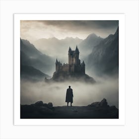 Man Standing In Front Of Castle Art Print