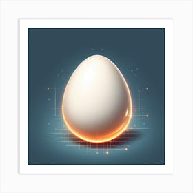 Egg On A Blue Background Art Print