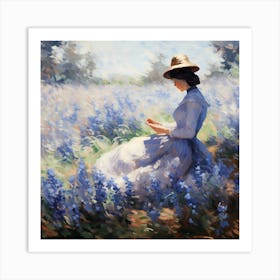 Threaded Tranquility: Monet's Blossom Haven Art Print