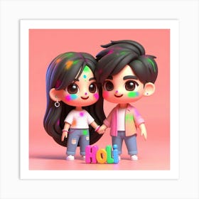 Holi Couple 16 Art Print