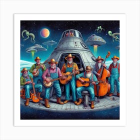 Aliens And Musicians Art Print