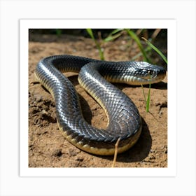 Black Slender Snake Art Print