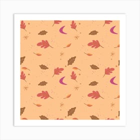 Vintage Fall Leaves On Creame Art Print