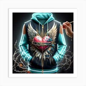 Heart And Wings Hoodie Art Print