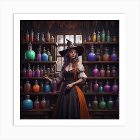 Witch In A Potion Shop Art Print