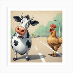 Cow And Chicken 3 Art Print