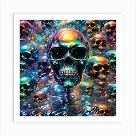 Holographic Skulls Art Print