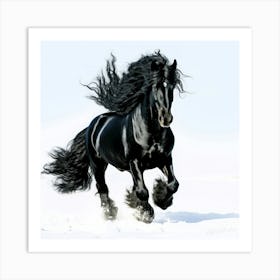 Friesian - Galloping Wild Art Print