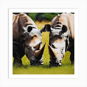 Rhinos In The Wild Art Print