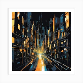 Cityscape At Night 8 Art Print