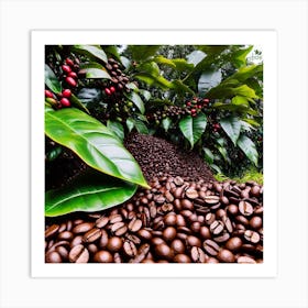 Coffee Beans In A Coffee Plantation Art Print