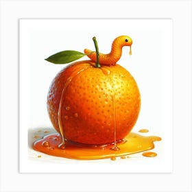 Worm On An Orange Art Print