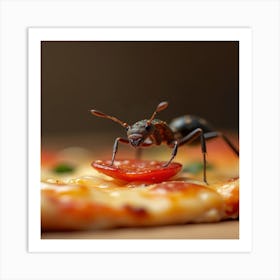 Ant On Pizza Art Print