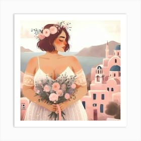 Santorini Wedding Art Print