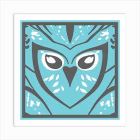 Chic Owl Blue Grey And Blue Art Print