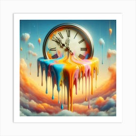 Melting Clock In The Sky Art Print