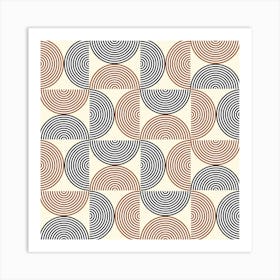 Minimalist Mid Century Half Circles Lines In Black And Terracotta Art Print