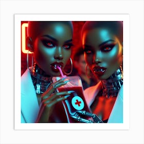 Two Black Women Drinking Blood Art Print