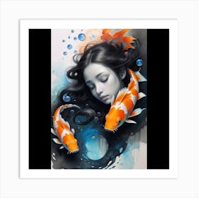 Koi Girl 3 Art Print