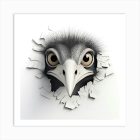 Emu Peeking Out Of A Hole 1 Art Print