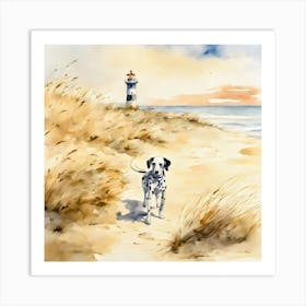 Dalmatian at the beach Art Print