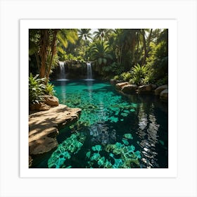 Waterfall In The Jungle 82 Art Print