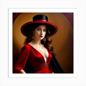 Beautiful Woman In Red Dress 16 Art Print