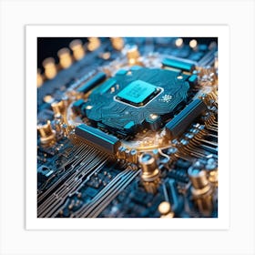 Close Up Of A Computer Chip 2 Art Print